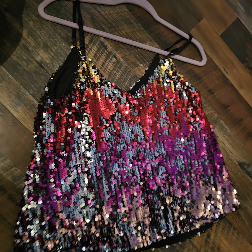 Southern Fried Chics Multicolor Sequin Top